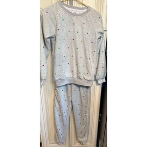 Lola The Boys Girl's Rhinestone Embellished Sweatshirt & Pants Set Gray Size 12